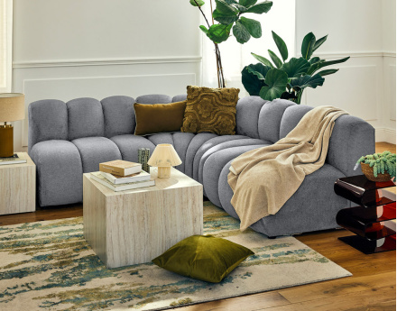 Module d'assise sans accoudoirs en tissu texturé Debbie