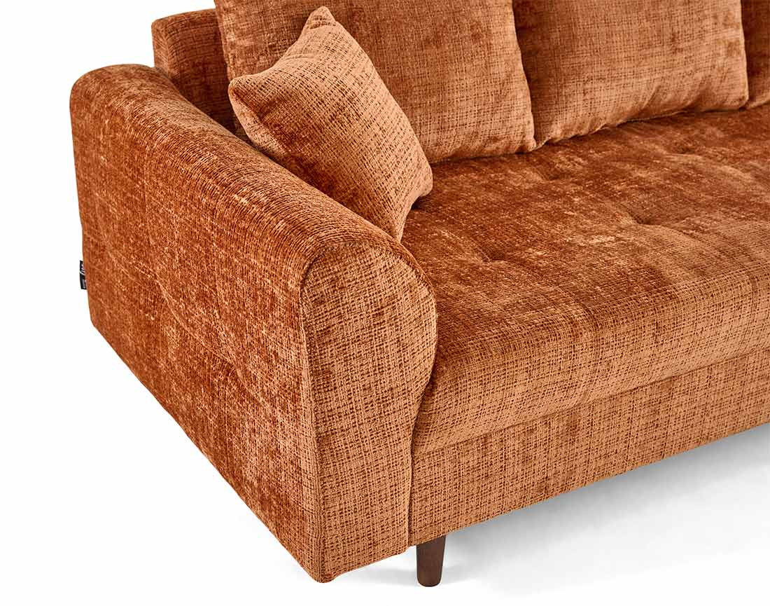 Canapé droit 3 places en velours texturé Rune