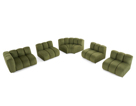Canapé modulable d'angle droit 5 places en tissu texturé Debbie