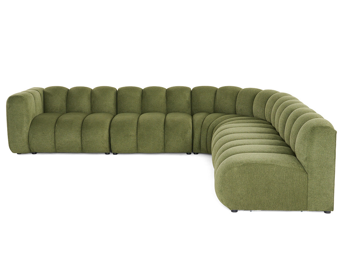 Canapé modulable d'angle droit 5 places en tissu texturé Debbie