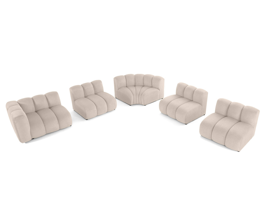 Canapé modulable d'angle droit 5 places en tissu texturé Debbie