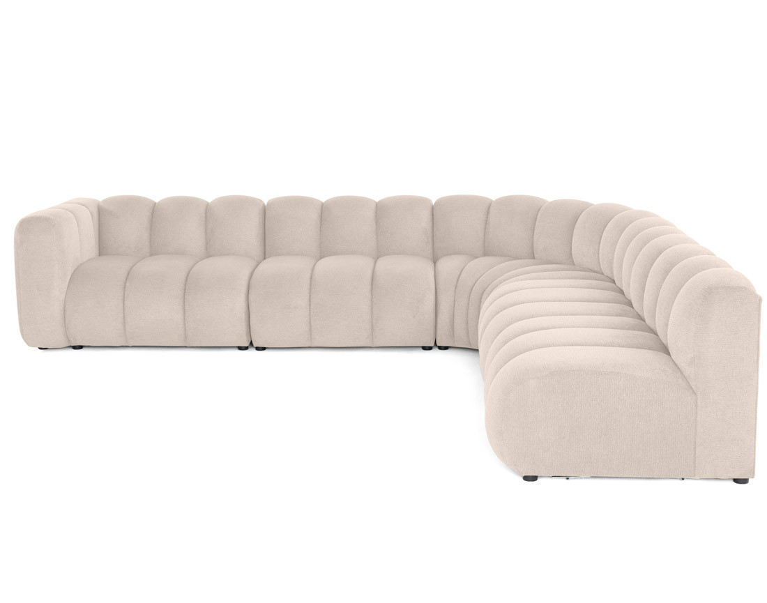 Canapé modulable d'angle droit 5 places en tissu texturé Debbie