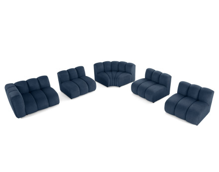 Canapé modulable d'angle droit 5 places en tissu texturé Debbie