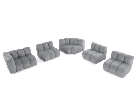 Canapé modulable d'angle droit 5 places en tissu texturé Debbie