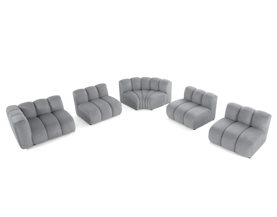 Canapé modulable d'angle droit 5 places en tissu texturé Debbie