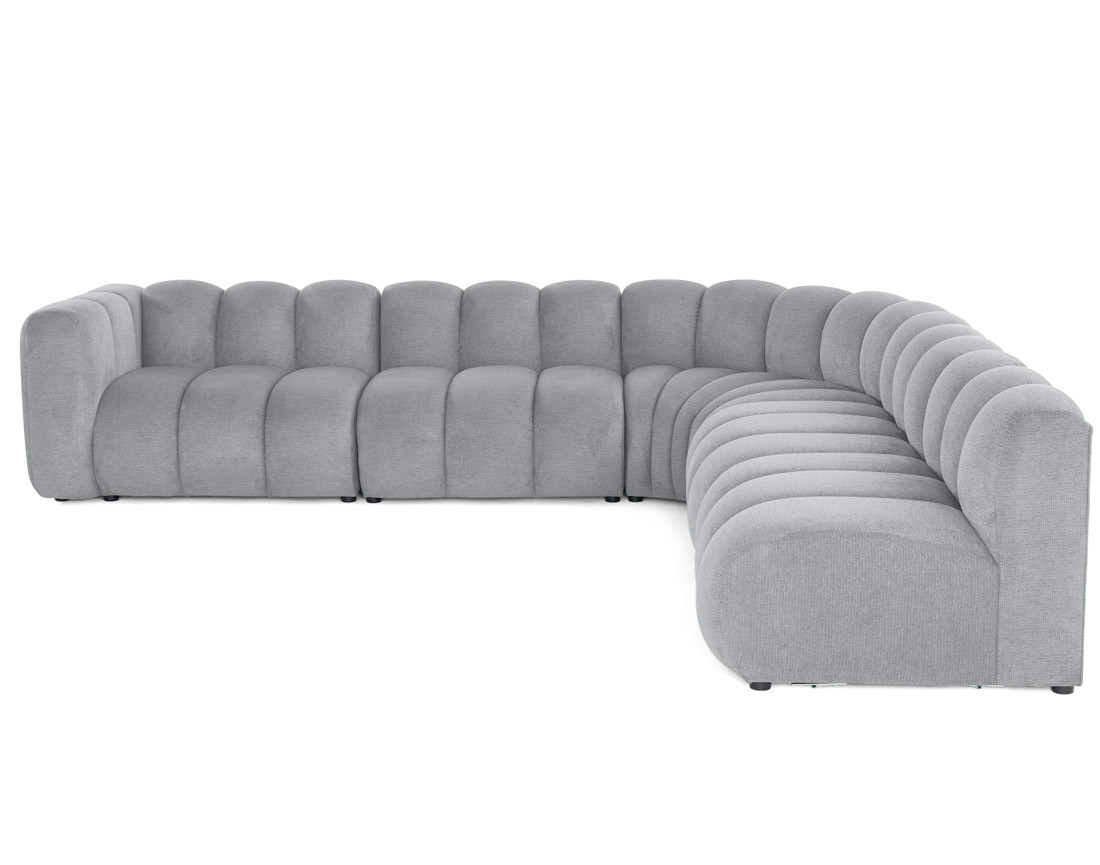 Canapé modulable d'angle droit 5 places en tissu texturé Debbie