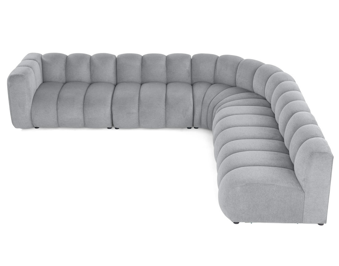 Canapé modulable d'angle droit 5 places en tissu texturé Debbie