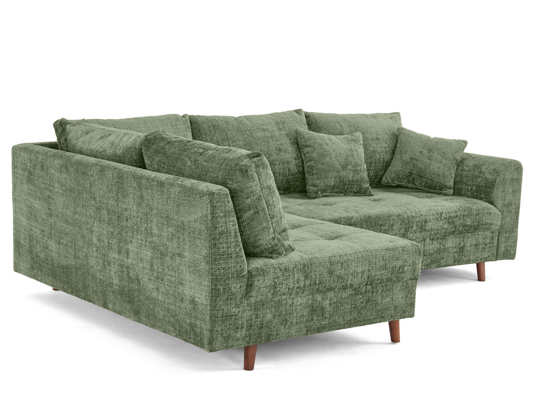 Canapé d'angle gauche 4 places en velours texturé Rune