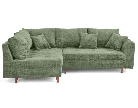 Canapé d'angle gauche 4 places en velours texturé Rune