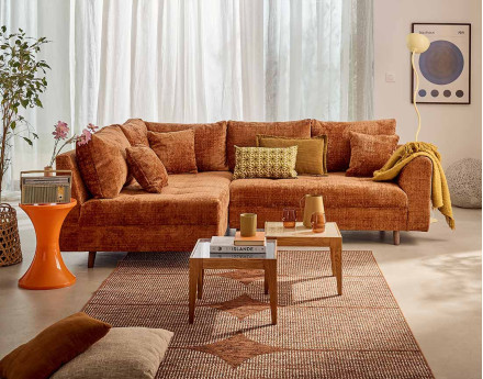 Canapé d'angle gauche 4 places en velours texturé Rune