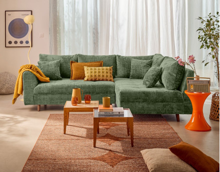 Canapé d'angle droit 4 places en velours texturé Rune