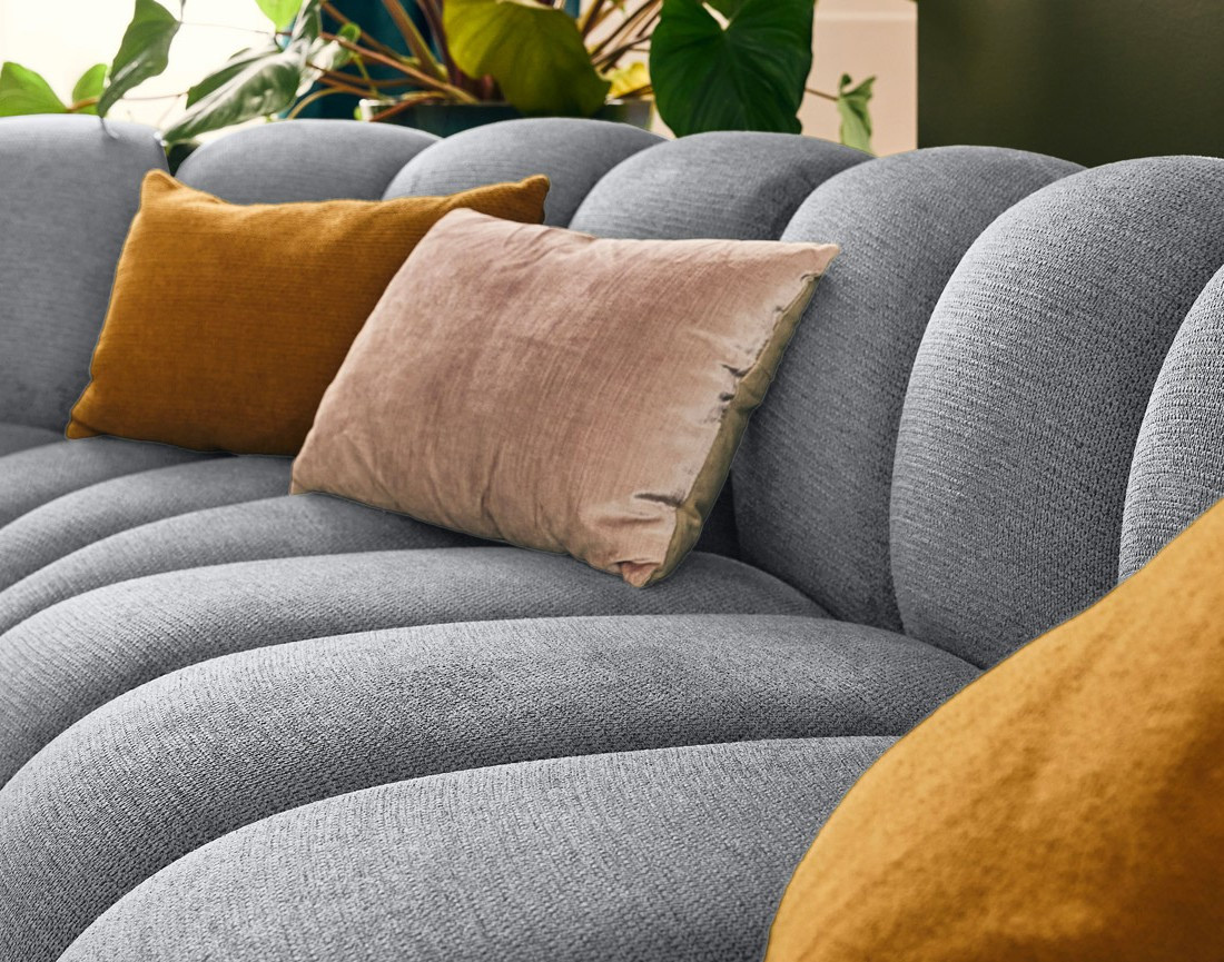 Canapé modulable d'angle gauche 5 places en tissu texturé Debbie