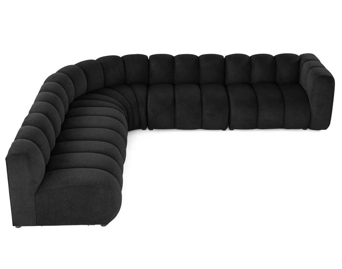 Canapé modulable d'angle gauche 5 places en tissu texturé Debbie