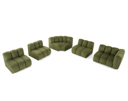 Canapé modulable d'angle gauche 5 places en tissu texturé Debbie