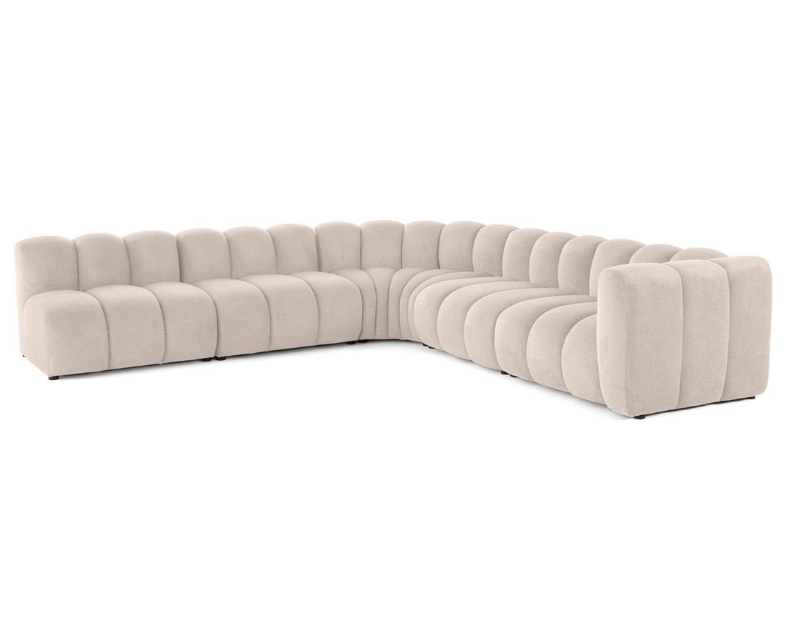 Canapé modulable d'angle gauche 5 places en tissu texturé Debbie
