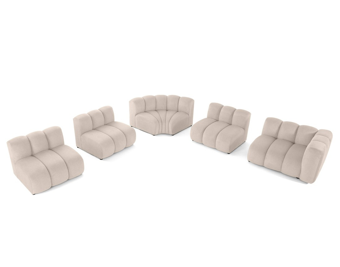 Canapé modulable d'angle gauche 5 places en tissu texturé Debbie