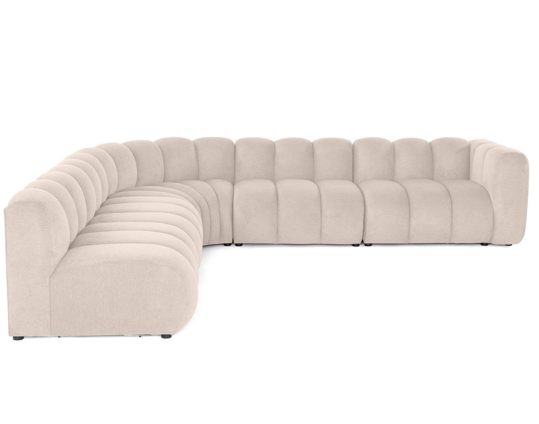 Canapé modulable d'angle gauche 5 places en tissu texturé Debbie