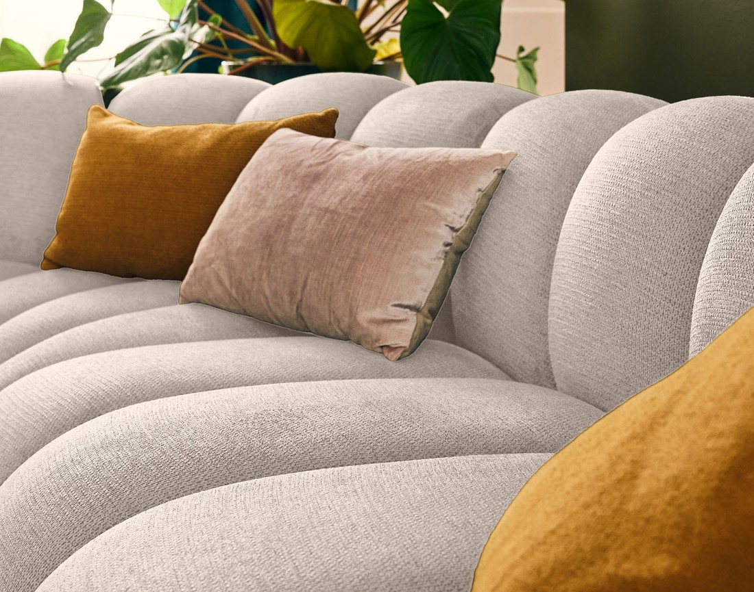 Canapé modulable d'angle gauche 5 places en tissu texturé Debbie