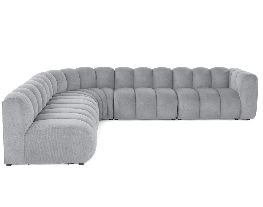 Canapé modulable d'angle gauche 5 places en tissu texturé Debbie
