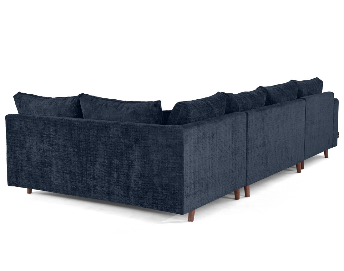 Canapé panoramique d'angle droit 7 places en velours texturé Rune