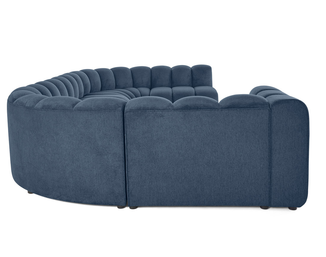 Canapé modulable panoramique d'angle droit 7 places en tissu texturé Debbie