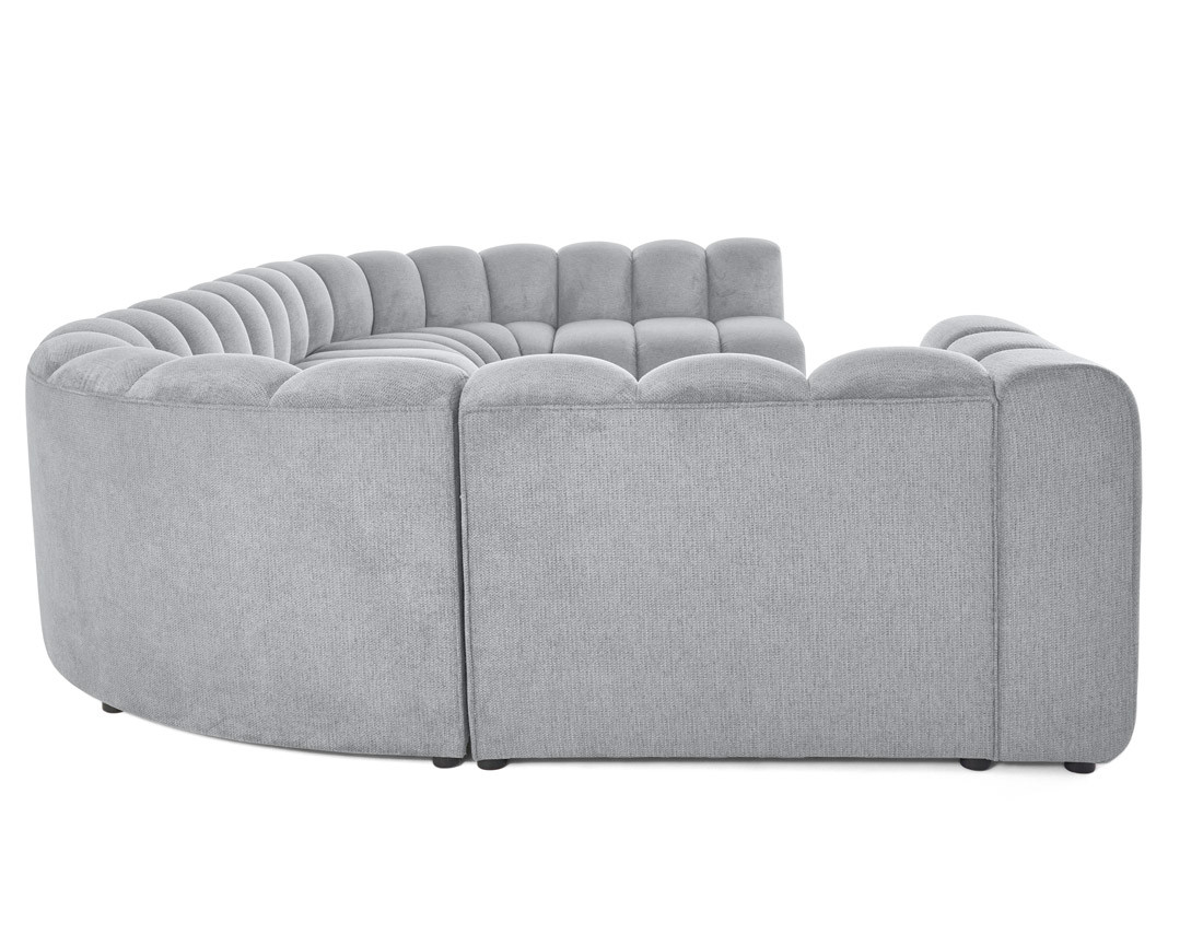 Canapé modulable panoramique d'angle droit 7 places en tissu texturé Debbie