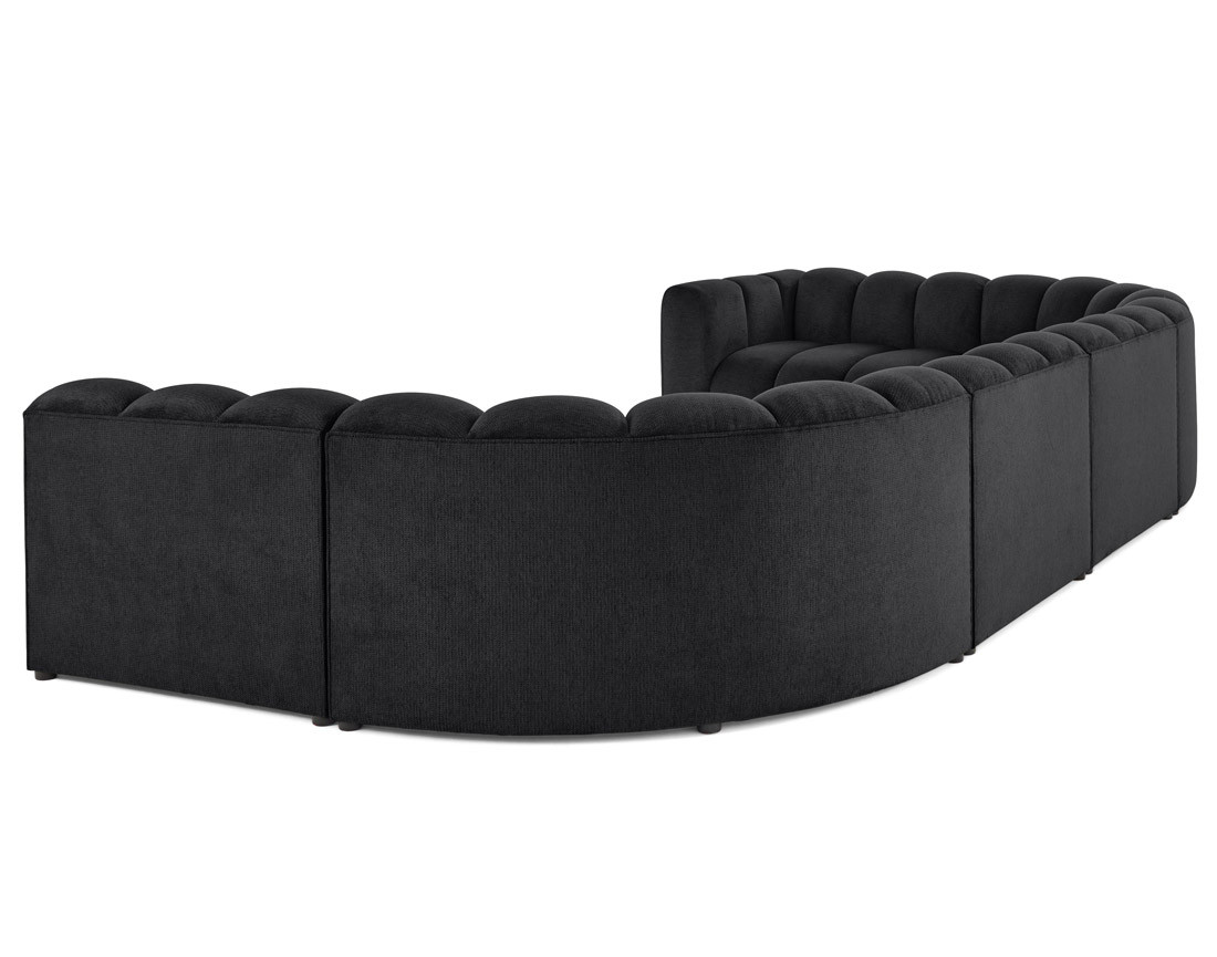 Canapé modulable panoramique d'angle droit 7 places en tissu texturé Debbie