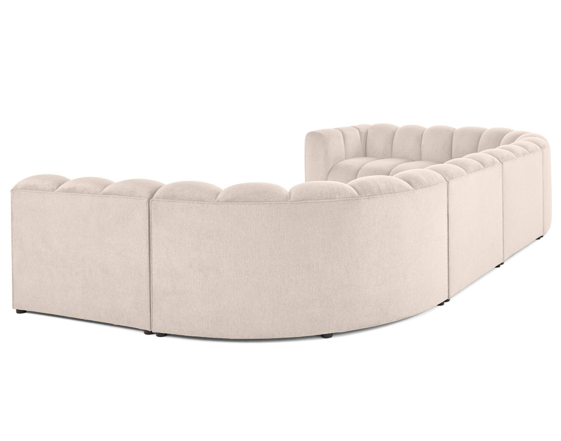 Canapé modulable panoramique d'angle droit 7 places en tissu texturé Debbie