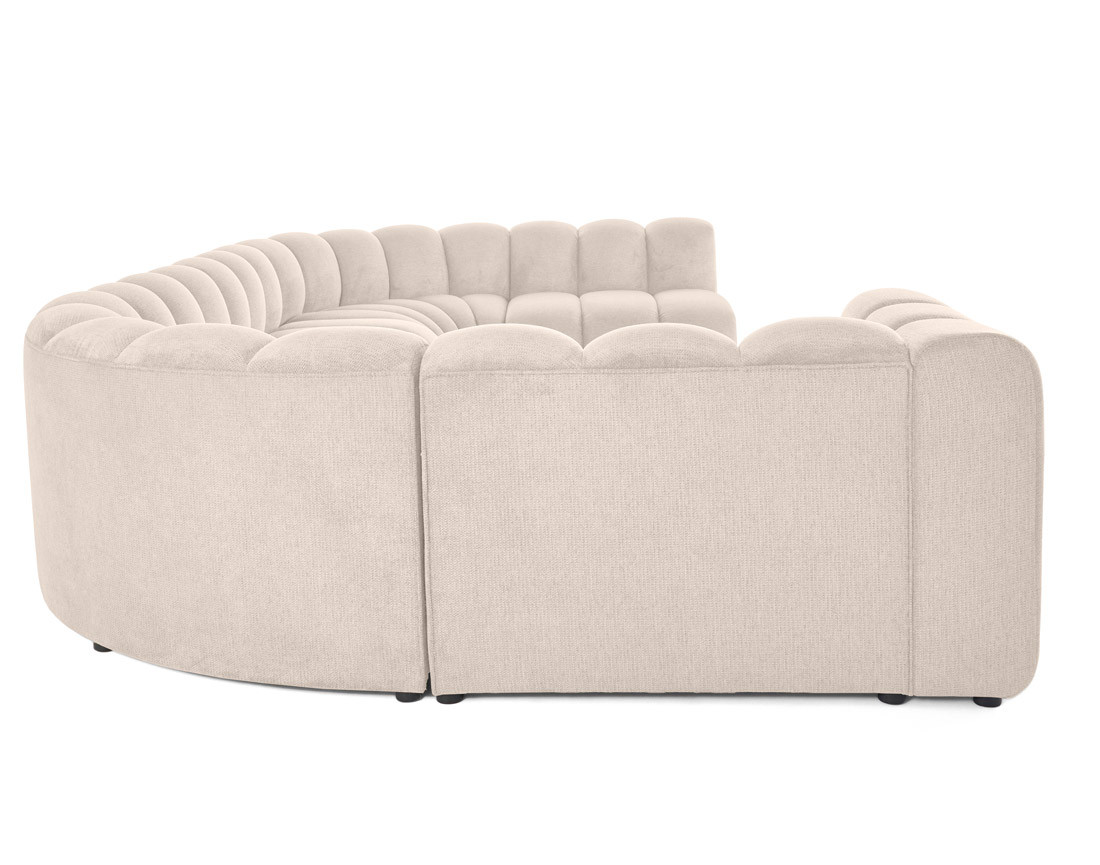 Canapé modulable panoramique d'angle droit 7 places en tissu texturé Debbie