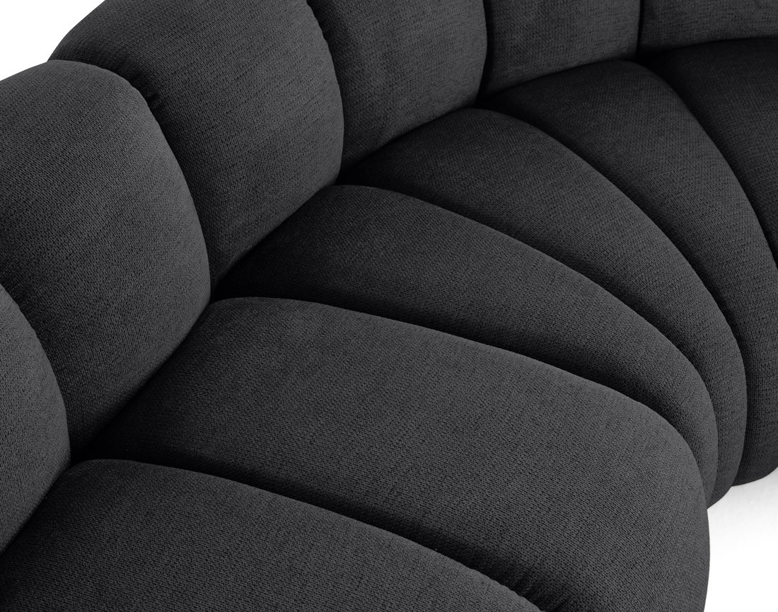 Canapé modulable panoramique d'angle droit 7 places en tissu texturé Debbie