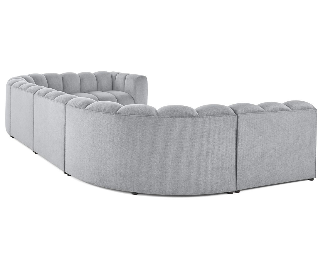 Canapé modulable panoramique d'angle gauche 7 places en tissu texturé Debbie