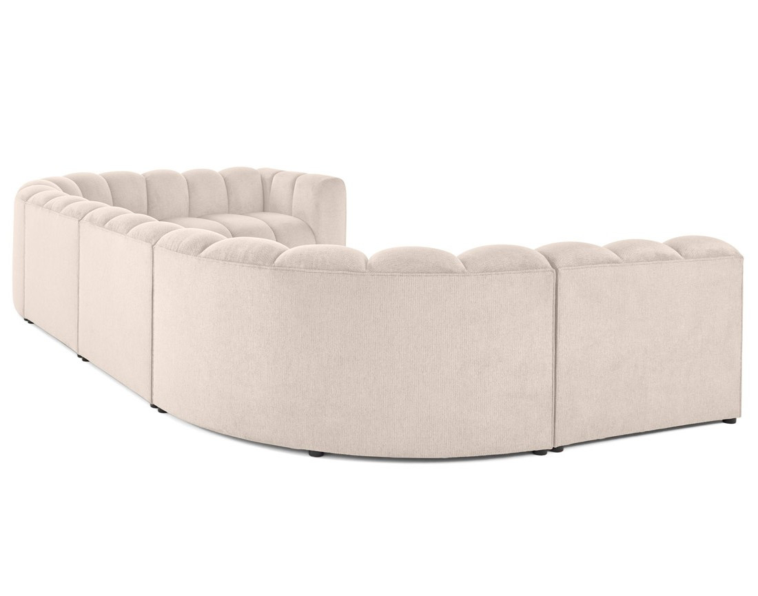 Canapé modulable panoramique d'angle gauche 7 places en tissu texturé Debbie