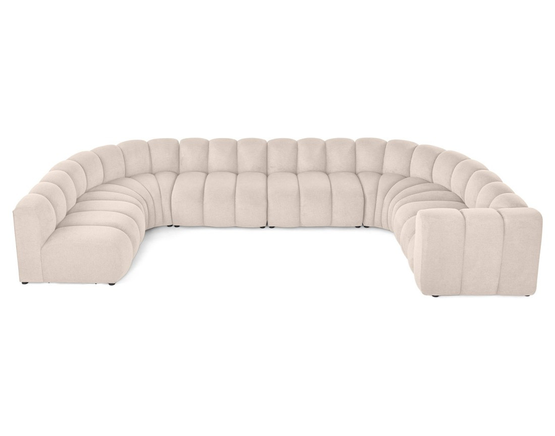 Canapé modulable panoramique d'angle gauche 7 places en tissu texturé Debbie