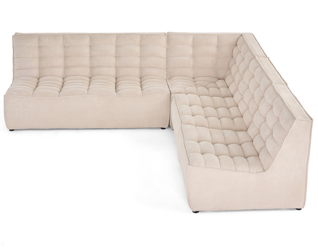 Canapé modulable d'angle réversible 5 places en velours texturé Ellie