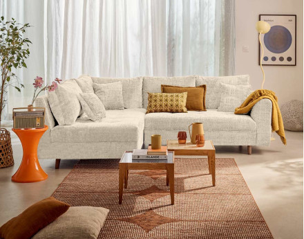 Canapé d'angle gauche 4 places en velours texturé Rune