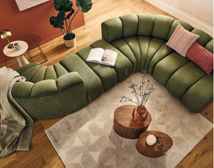 Pouf en tissu texturé Debbie