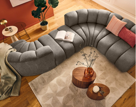 Pouf en tissu texturé Debbie