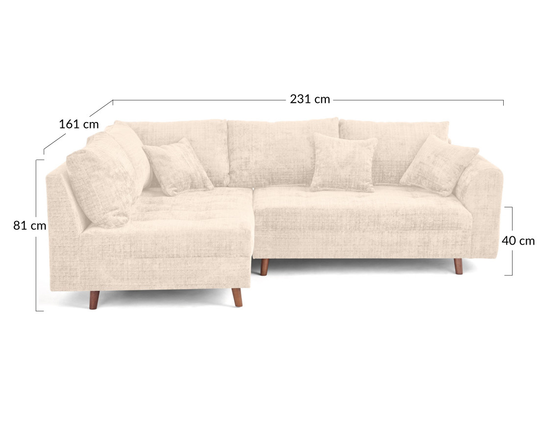 Canapé d'angle gauche 4 places en velours texturé Rune