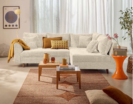 Canapé d'angle droit 4 places en velours texturé Rune