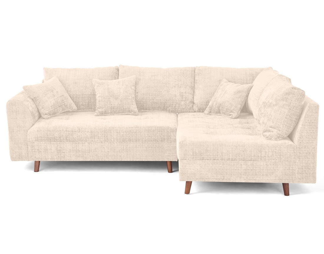 Canapé d'angle droit 4 places en velours texturé Rune