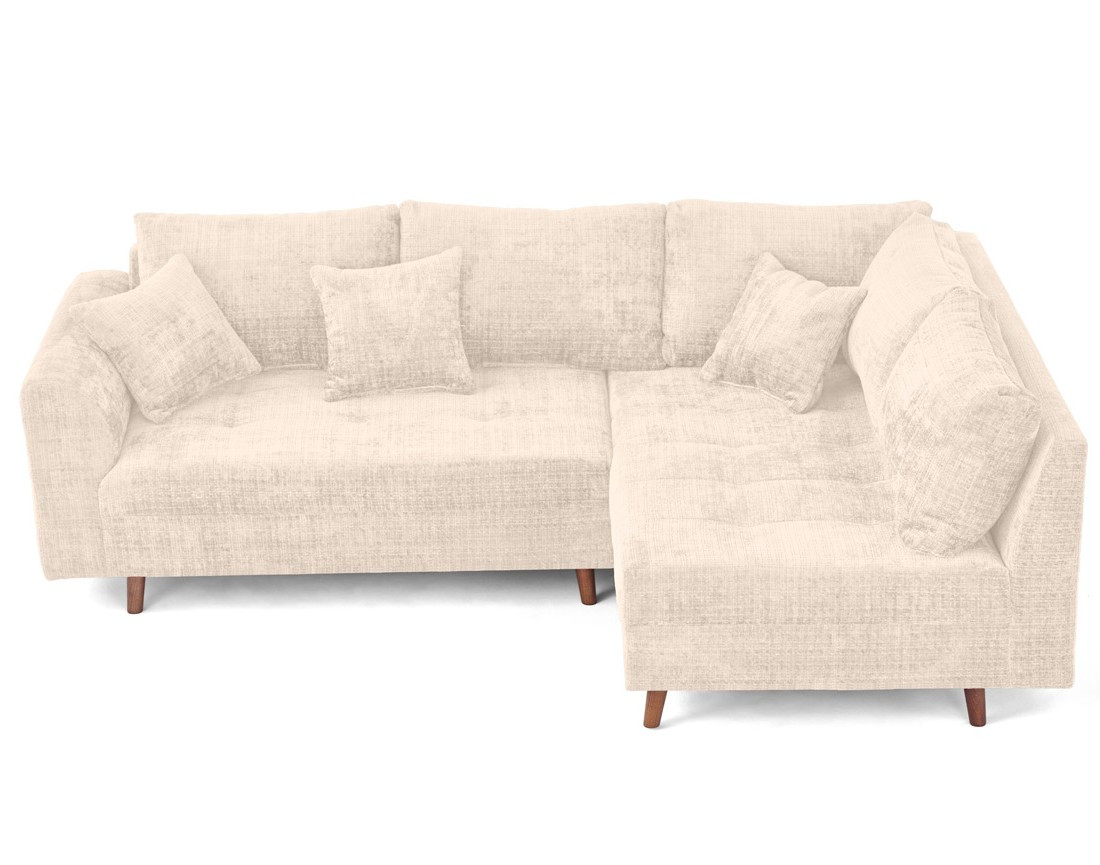 Canapé d'angle droit 4 places en velours texturé Rune