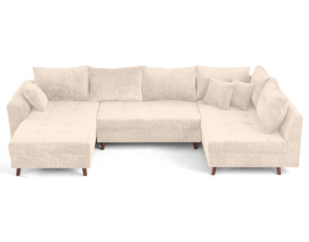 Canapé panoramique d'angle droit 7 places en velours texturé Rune