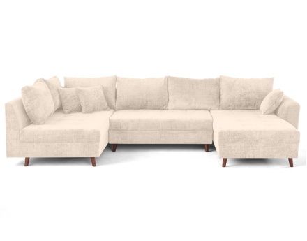 Canapé panoramique d'angle gauche 7 places en velours texturé Rune