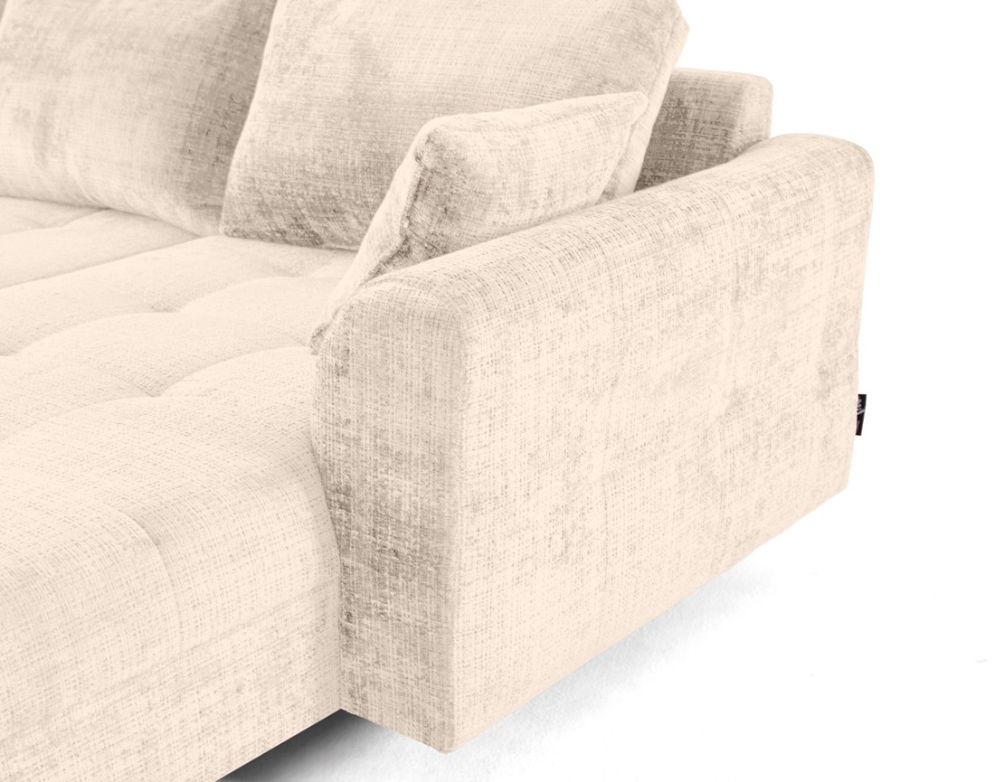 Canapé panoramique d'angle gauche 7 places en velours texturé Rune