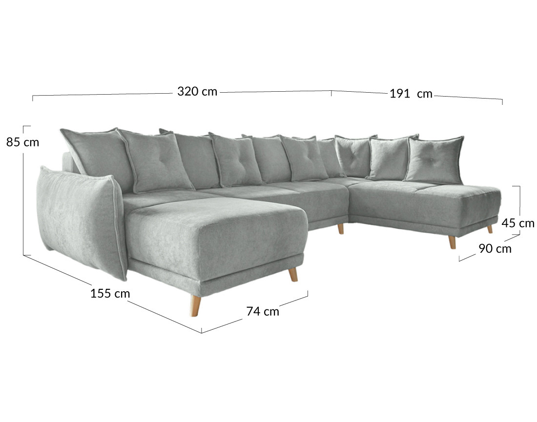 Lena - Canapé scandinave d'angle panoramique convertible droite