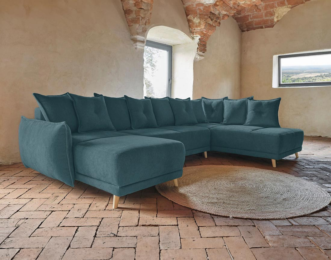 Lena - Canapé scandinave d'angle panoramique convertible droite