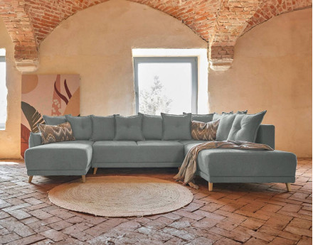 Lena - Canapé scandinave d'angle panoramique convertible droite