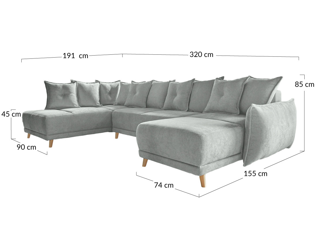 Lena - Canapé scandinave d'angle panoramique convertible gauche