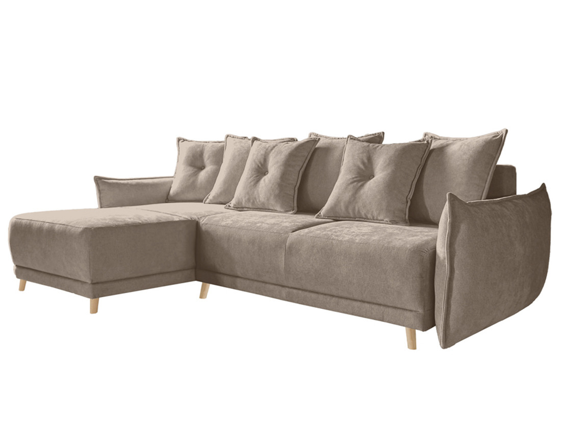 Lena - Canapé scandinave d'angle réversible convertible avec rangement