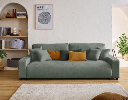 Canapé 3 places convertible avec coffre en velours texturé Pivoine